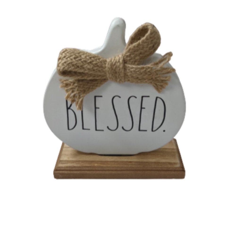 Rae Dunn Blessed White Pumpkin Sign